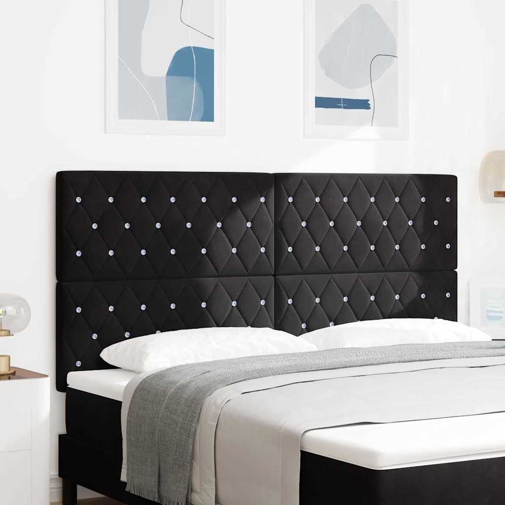 LED sengegavl med LED-lysstrimler Sort 180 cm Fløjl