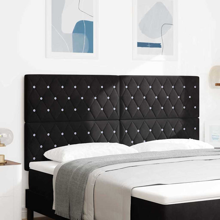LED sengegavl med LED-lysstrimler Sort 180 cm Fløjl