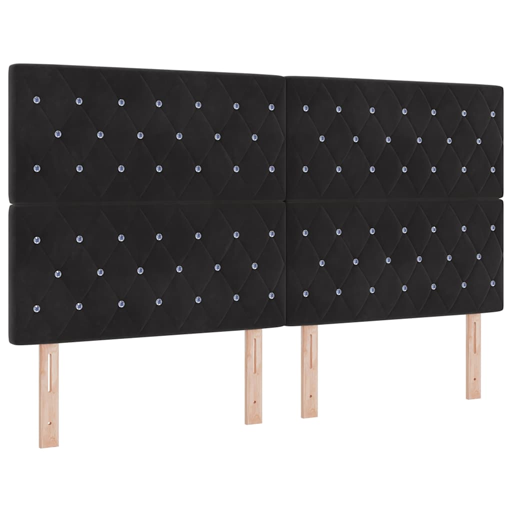 LED sengegavl med LED-lysstrimler Sort 180 cm Fløjl