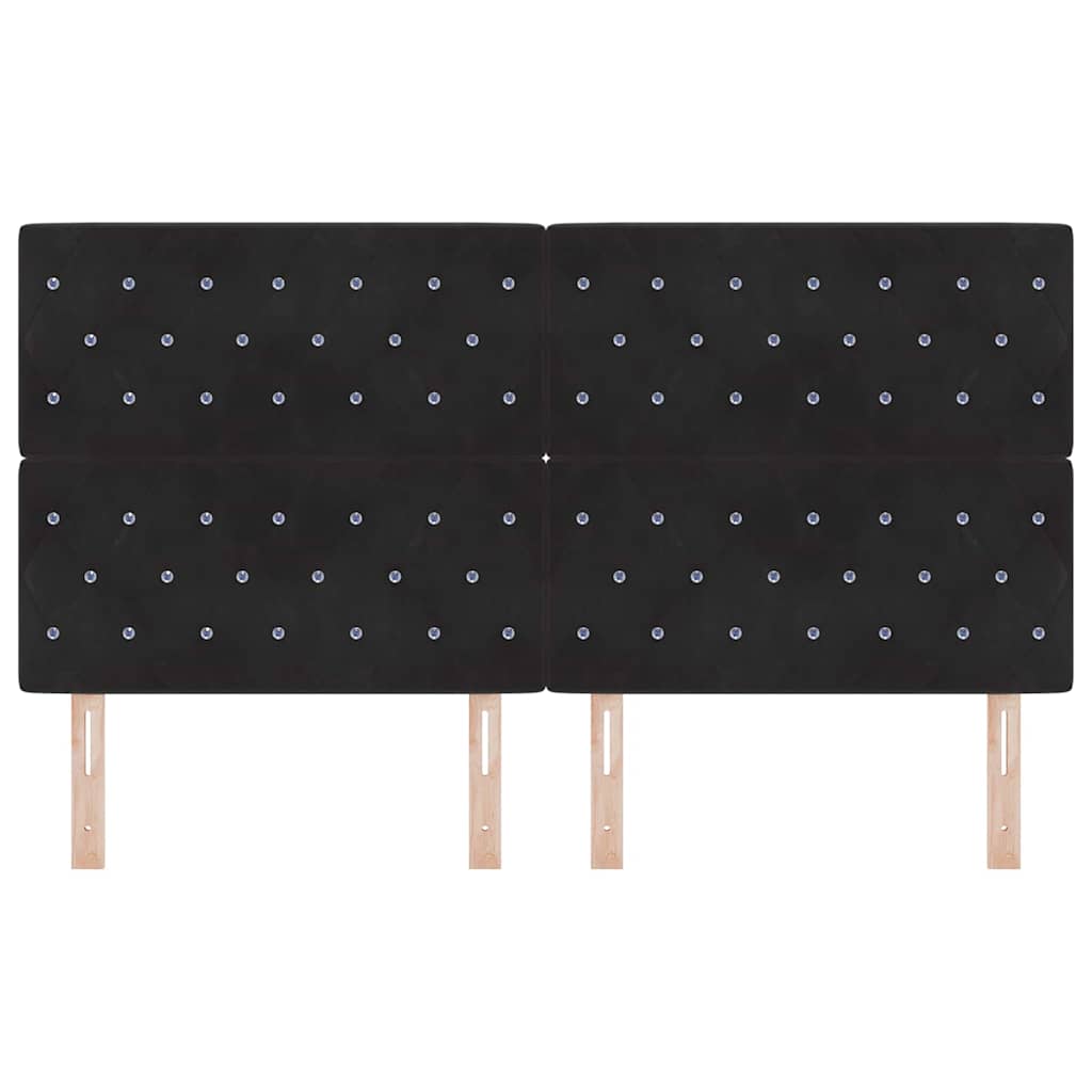 LED sengegavl med LED-lysstrimler Sort 180 cm Fløjl