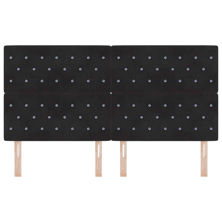 LED sengegavl med LED-lysstrimler Sort 180 cm Fløjl
