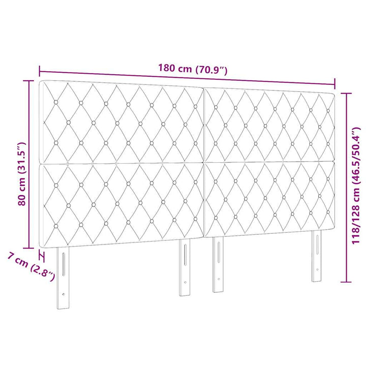 LED sengegavl med LED-lysstrimler Sort 180 cm Fløjl