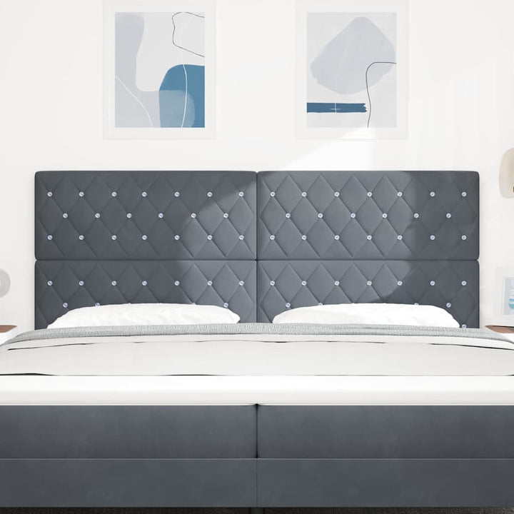 LED sengegavl med LED-lysstrimler Mørkegrå 200 cm Fløjl
