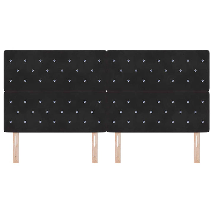 LED sengegavl med LED-lysstrimler Sort 200 cm Fløjl