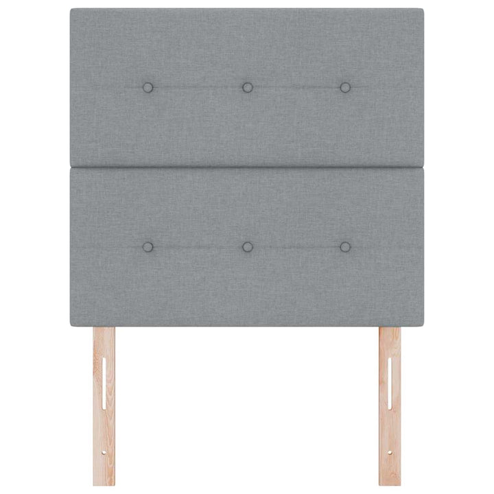 LED sengegavl med LED-lysstrimler Lysegrå 90 cm Stof