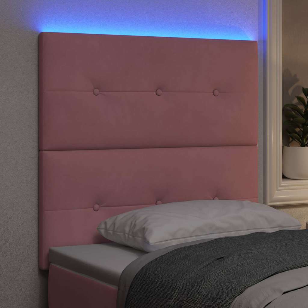 LED sengegavl med LED-lysstrimler Lyserød 90 cm Fløjl