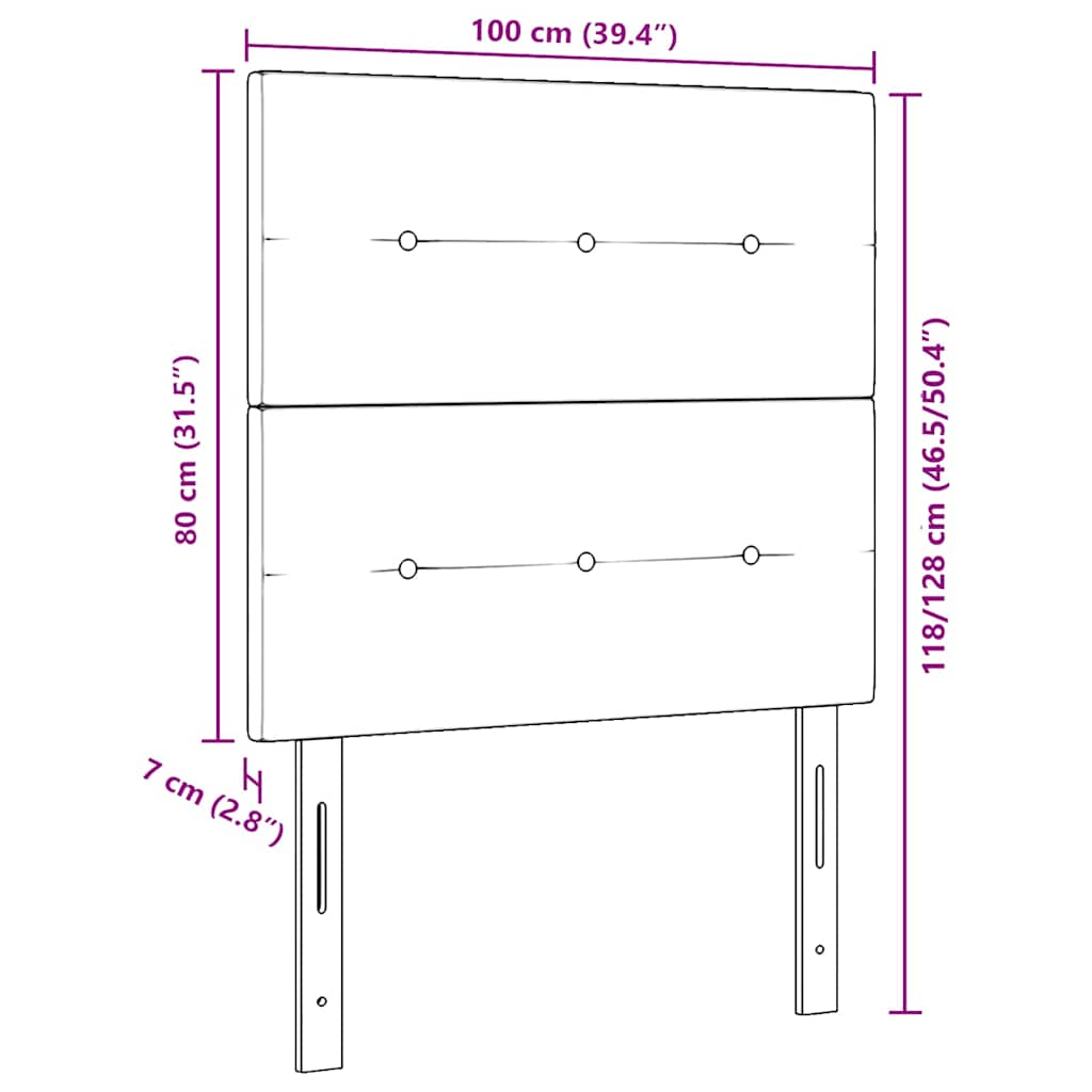 LED sengegavl med LED-lysstrimler Sort 100 cm Stof