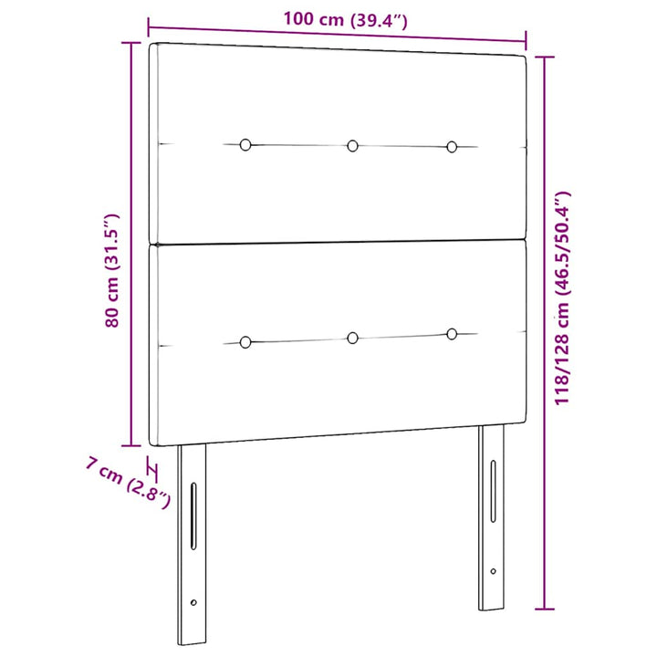 LED sengegavl med LED-lysstrimler Sort 100 cm Stof