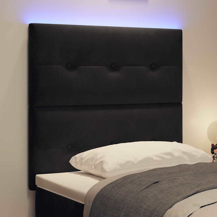 LED sengegavl med LED-lysstrimler Sort 100 cm Fløjl