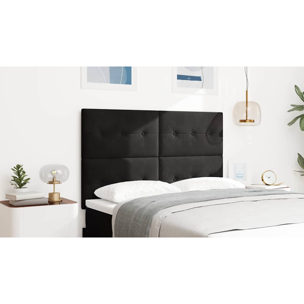 LED sengegavl med LED-lysstrimler Sort 144 cm Fløjl