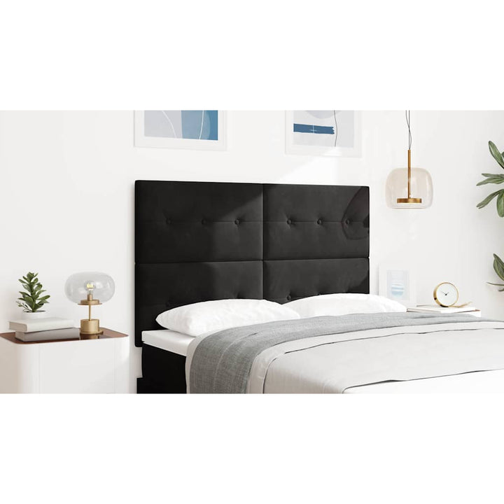 LED sengegavl med LED-lysstrimler Sort 144 cm Fløjl