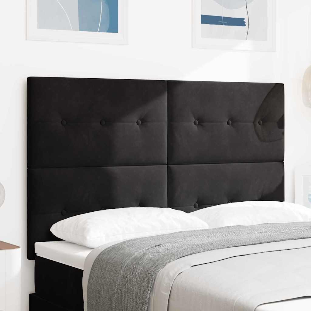 LED sengegavl med LED-lysstrimler Sort 144 cm Fløjl