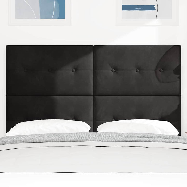 LED sengegavl med LED-lysstrimler Sort 144 cm Fløjl