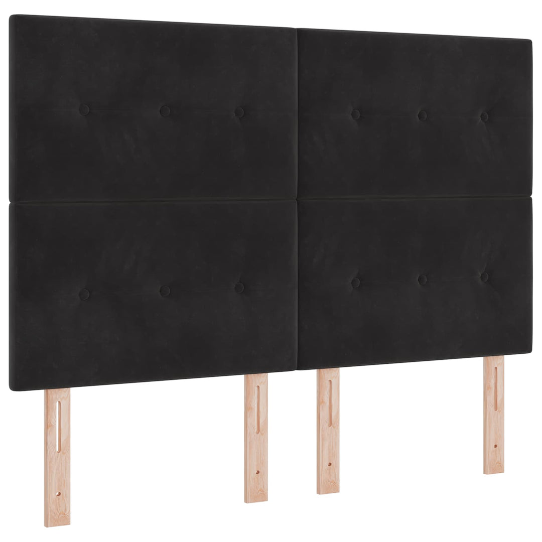 LED sengegavl med LED-lysstrimler Sort 144 cm Fløjl
