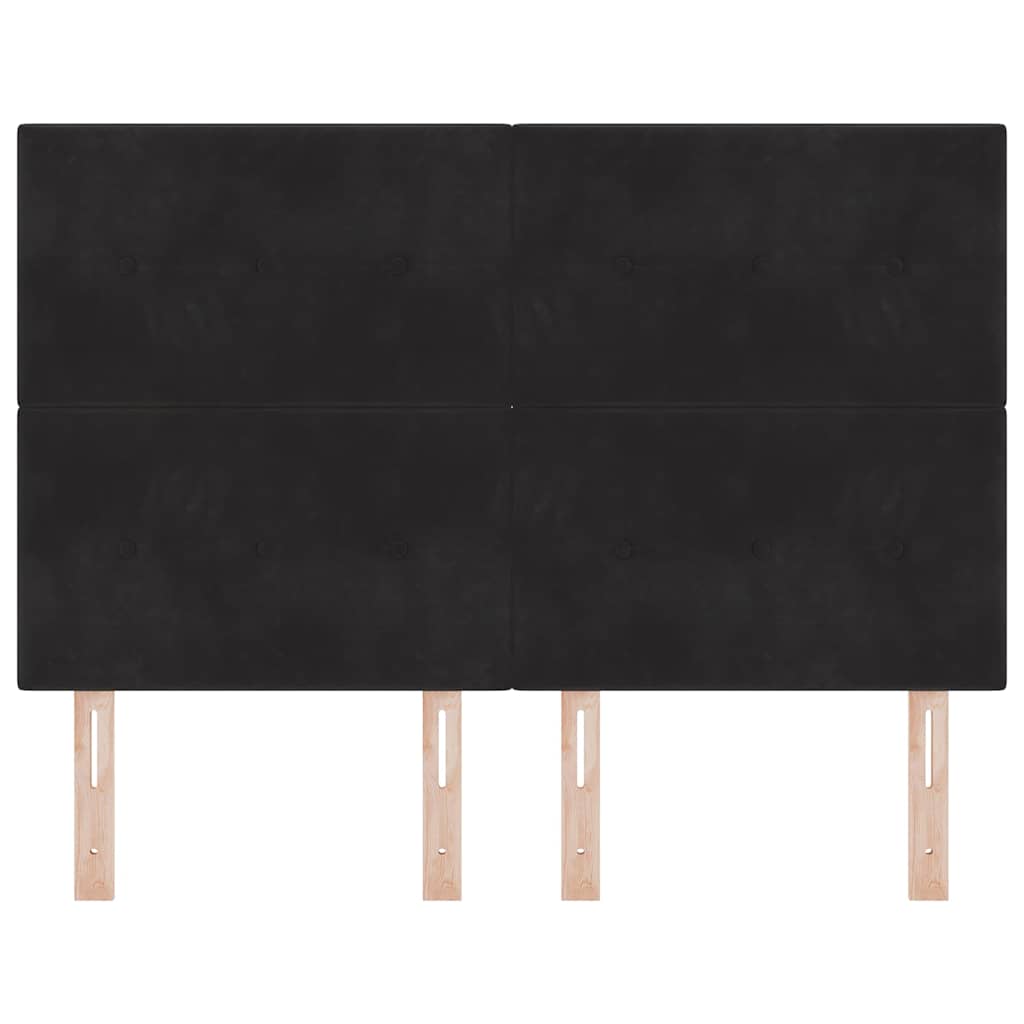 LED sengegavl med LED-lysstrimler Sort 144 cm Fløjl