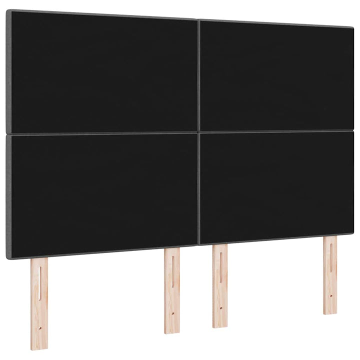 LED sengegavl med LED-lysstrimler Mørkegrå 160 cm Stof