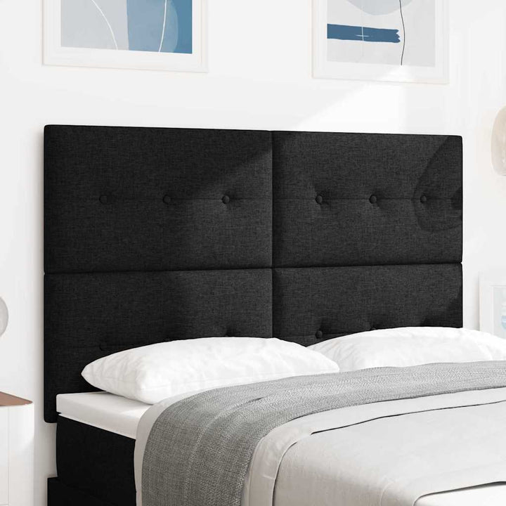 LED sengegavl med LED-lysstrimler Sort 160 cm Stof
