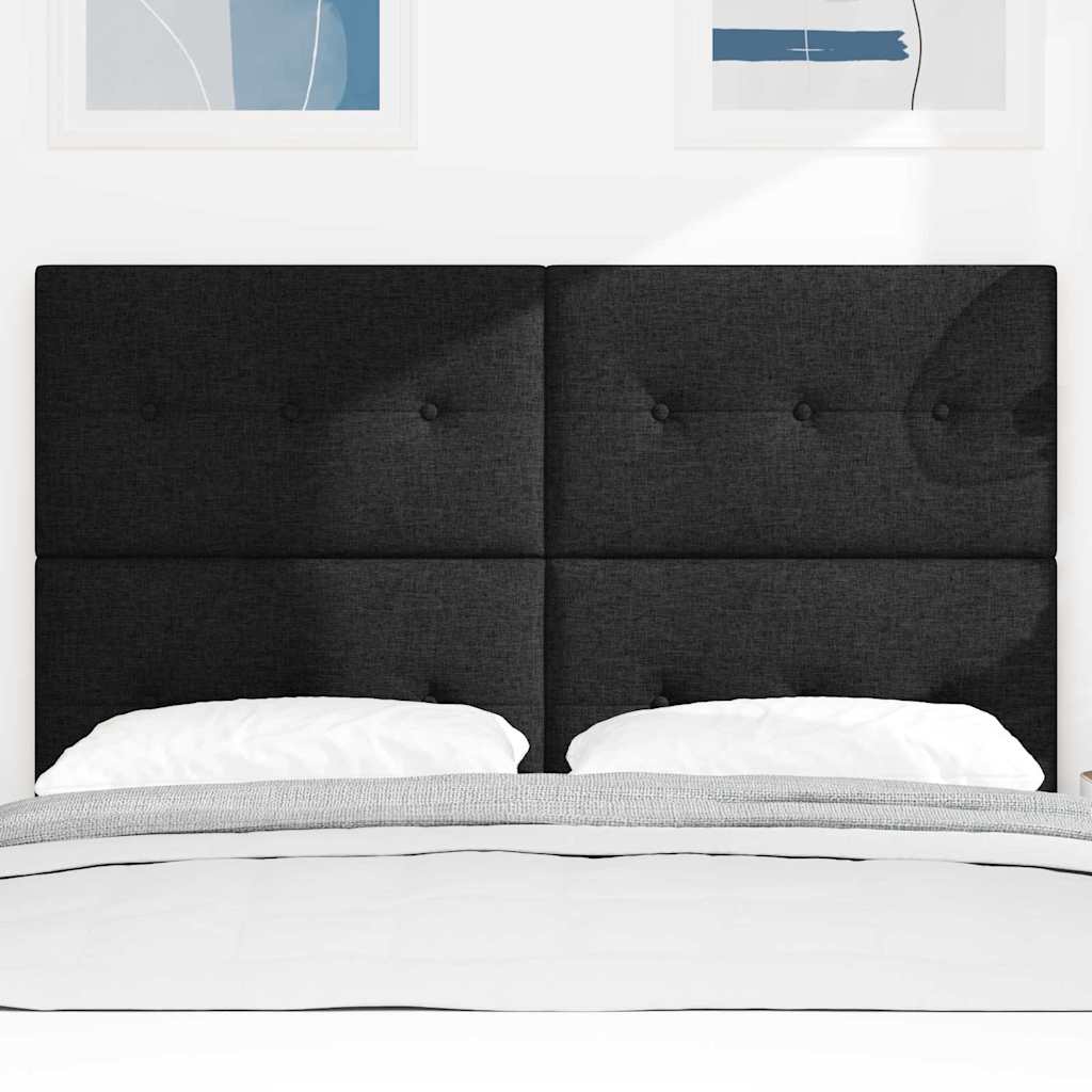 LED sengegavl med LED-lysstrimler Sort 160 cm Stof