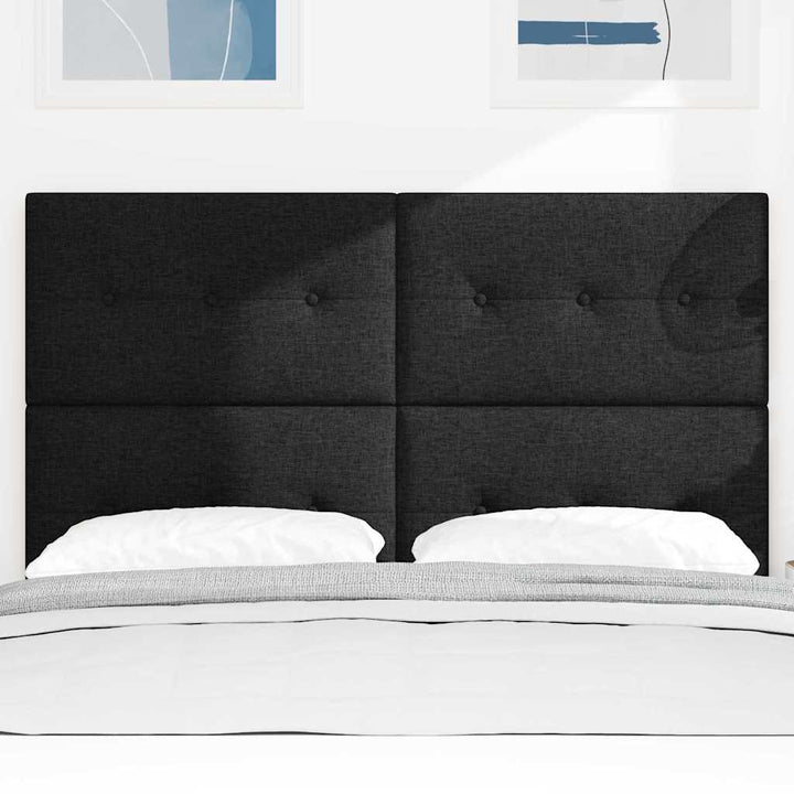LED sengegavl med LED-lysstrimler Sort 160 cm Stof