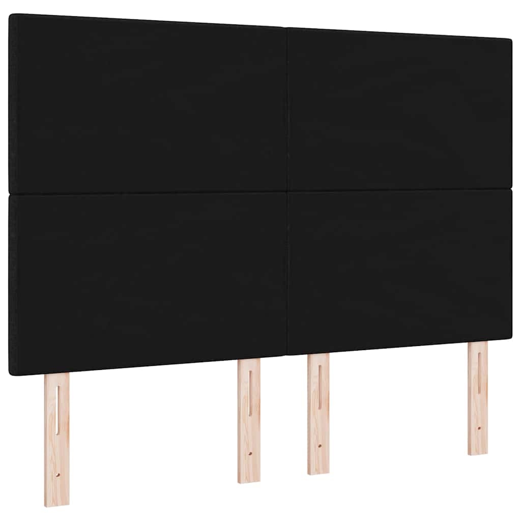 LED sengegavl med LED-lysstrimler Sort 160 cm Stof