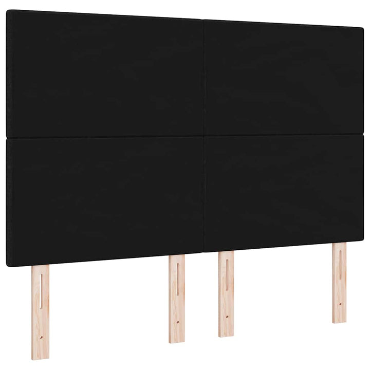 LED sengegavl med LED-lysstrimler Sort 160 cm Stof