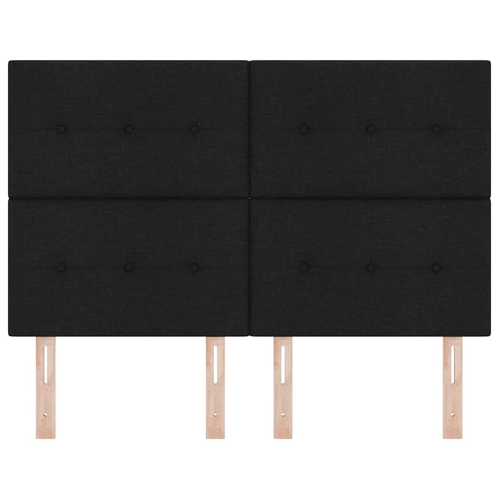 LED sengegavl med LED-lysstrimler Sort 160 cm Stof