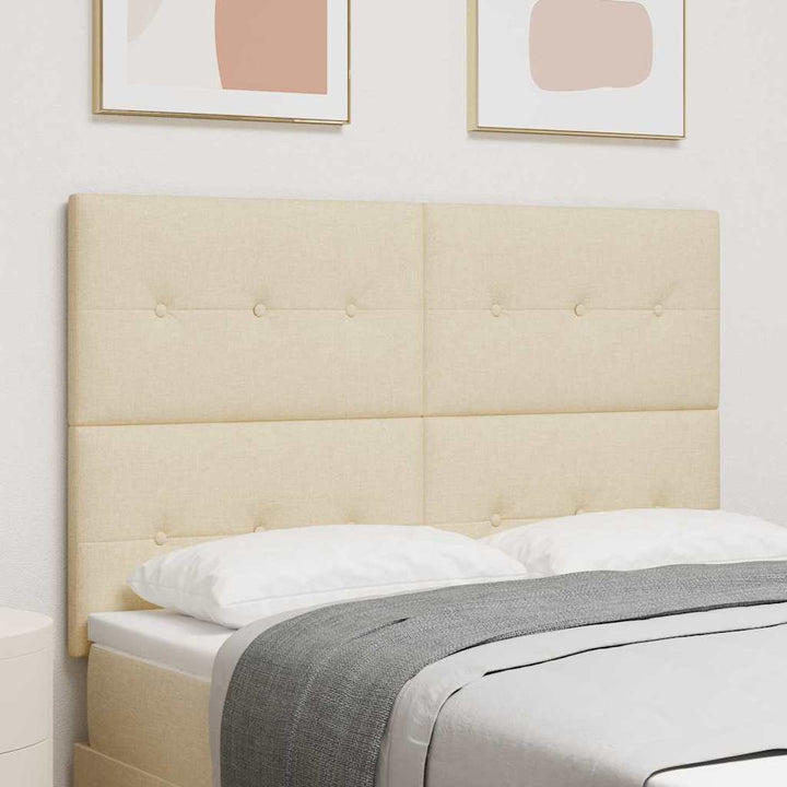 LED sengegavl med LED-lysstrimler Creme 160 cm Stof