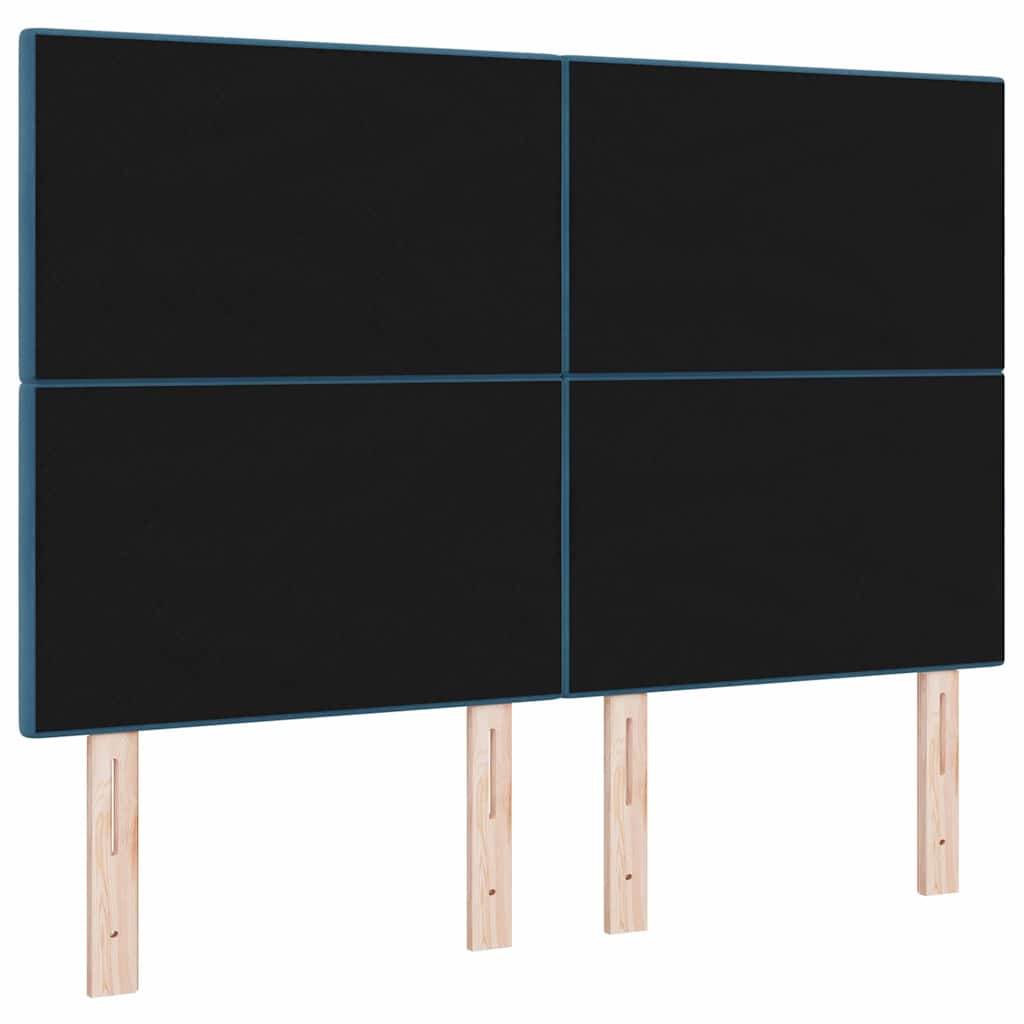 LED sengegavl med LED-lysstrimler Blå 160 cm Fløjl