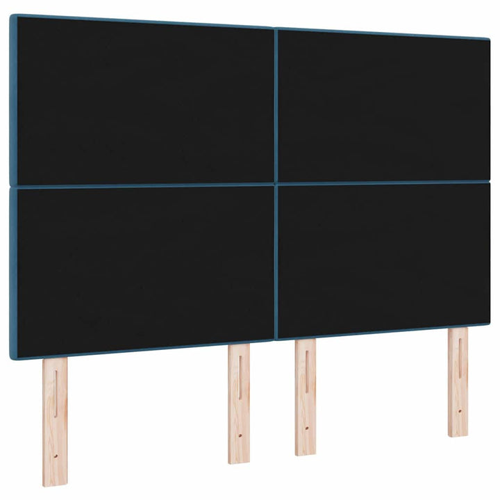 LED sengegavl med LED-lysstrimler Blå 160 cm Fløjl