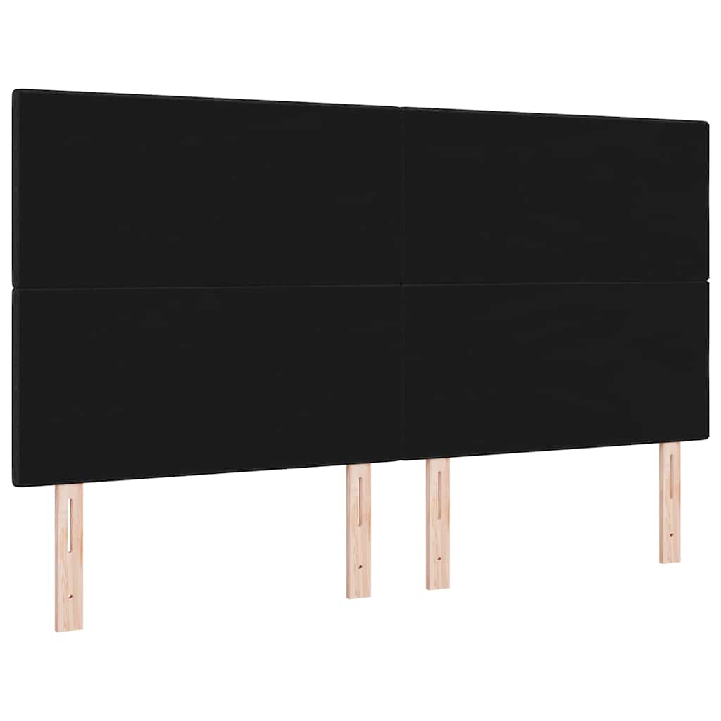 LED sengegavl med LED-lysstrimler Sort 180 cm Stof