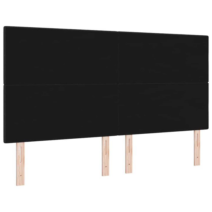 LED sengegavl med LED-lysstrimler Sort 180 cm Stof