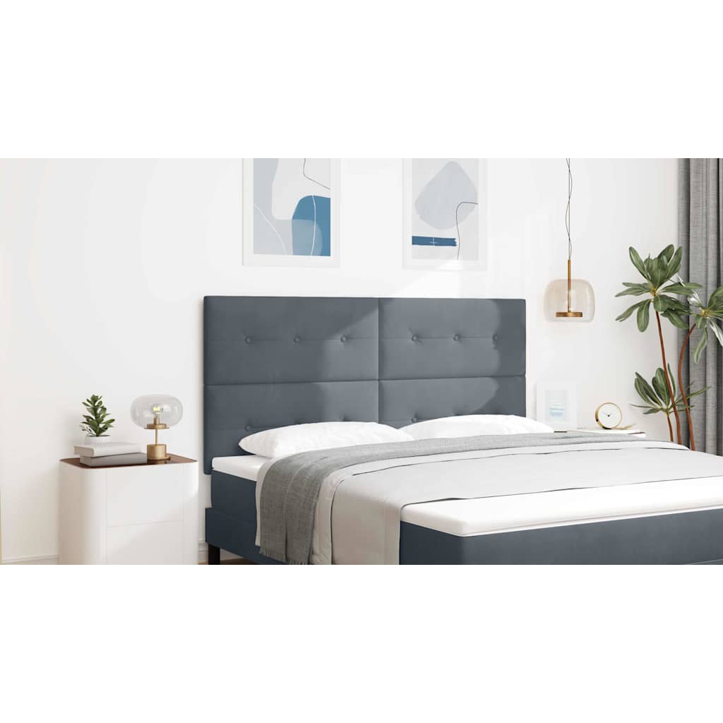 LED sengegavl med LED-lysstrimler Grå 180 cm Fløjl