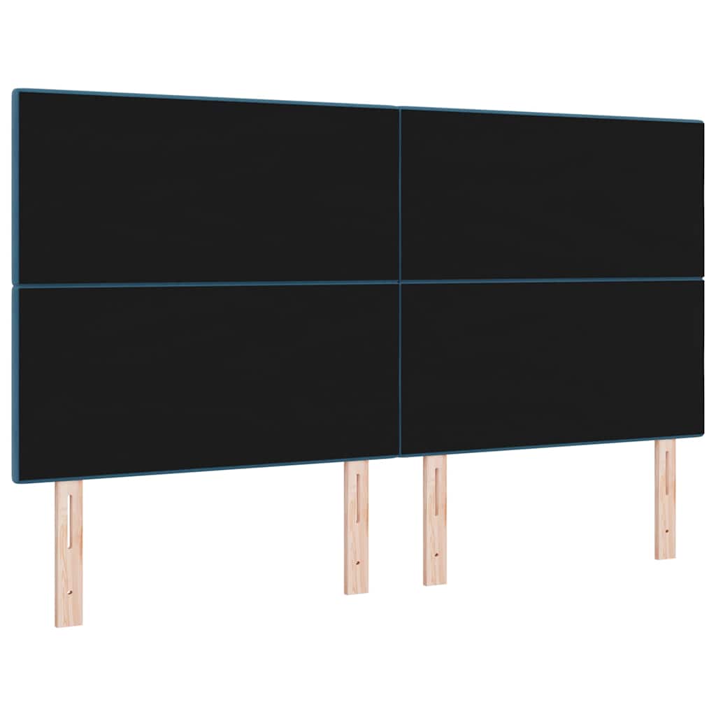 LED sengegavl med LED-lysstrimler Blå 180 cm Fløjl
