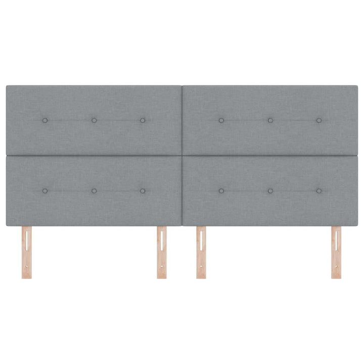 LED sengegavl med LED-lysstrimler Lysegrå 200 cm Stof