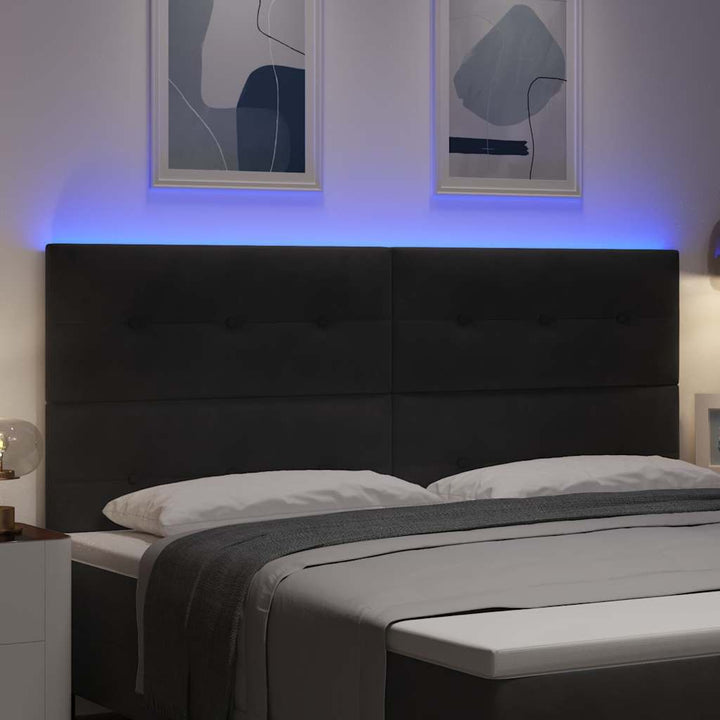 LED sengegavl med LED-lysstrimler Sort 200 cm Fløjl