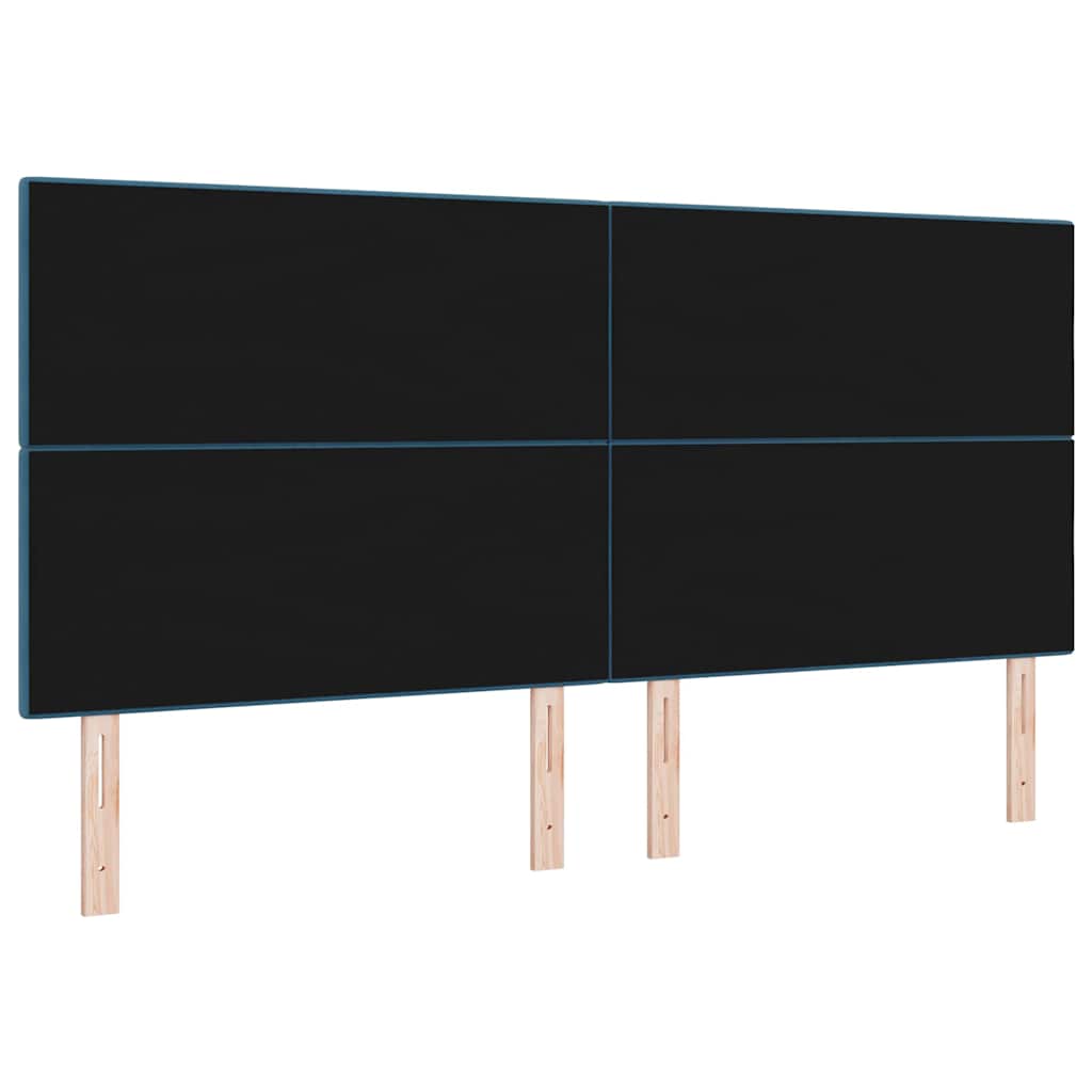 LED sengegavl med LED-lysstrimler Blå 200 cm Fløjl