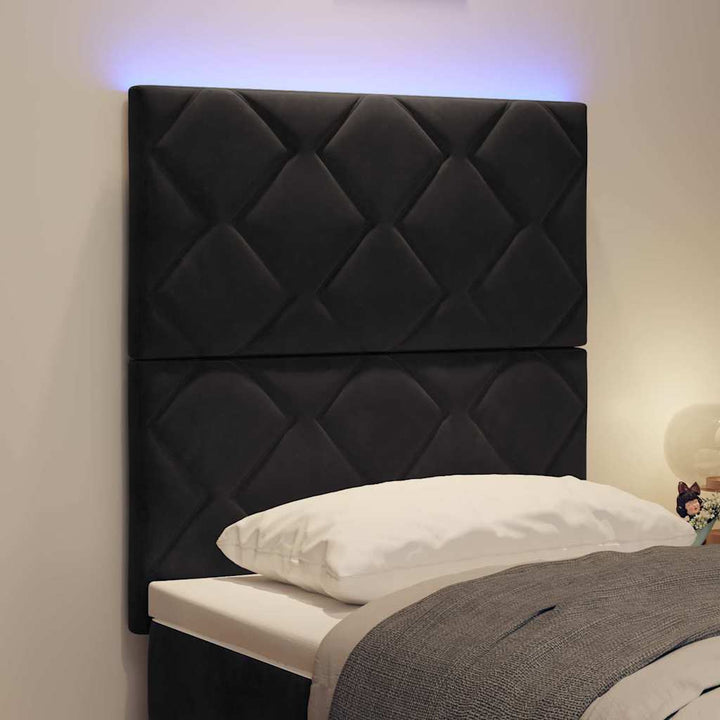 LED sengegavl Sort 80 cm Fløjl