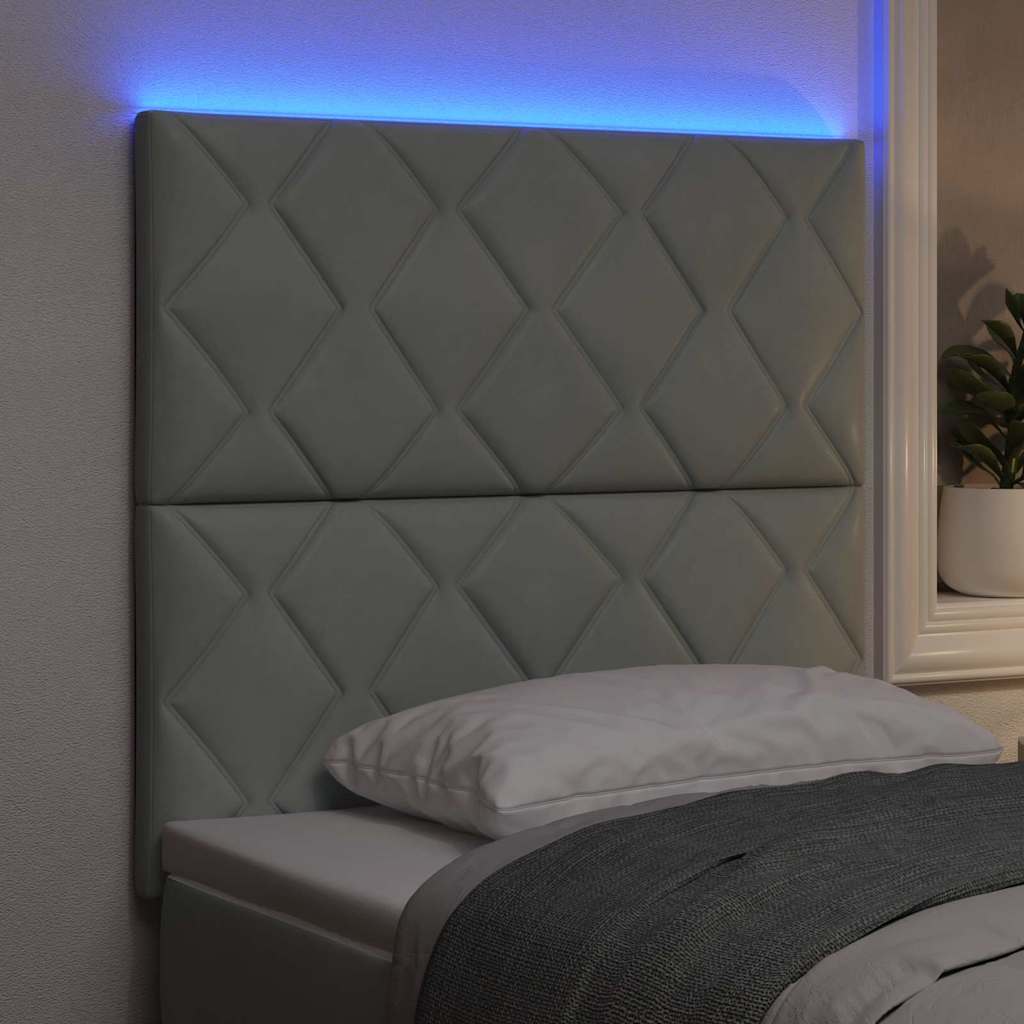 LED sengegavl Lysegrå 90 cm Fløjl