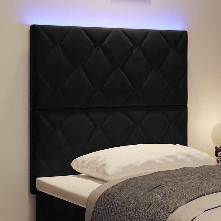 LED sengegavl Sort 90 cm Fløjl