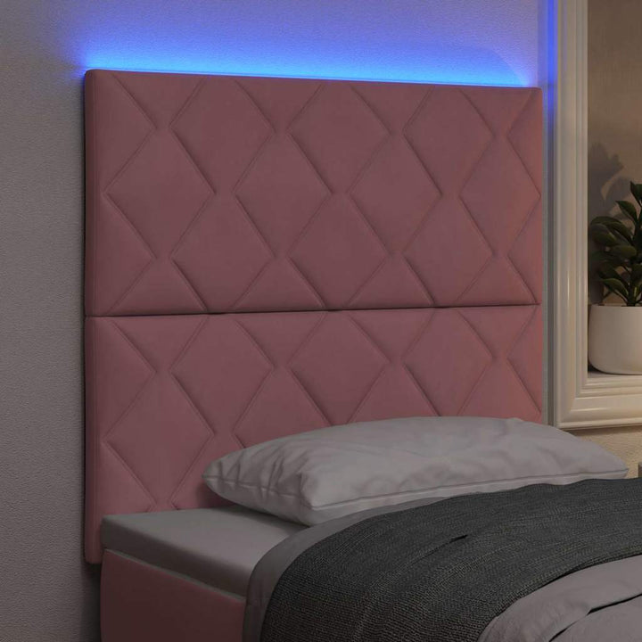LED sengegavl Lyserød 90 cm Fløjl