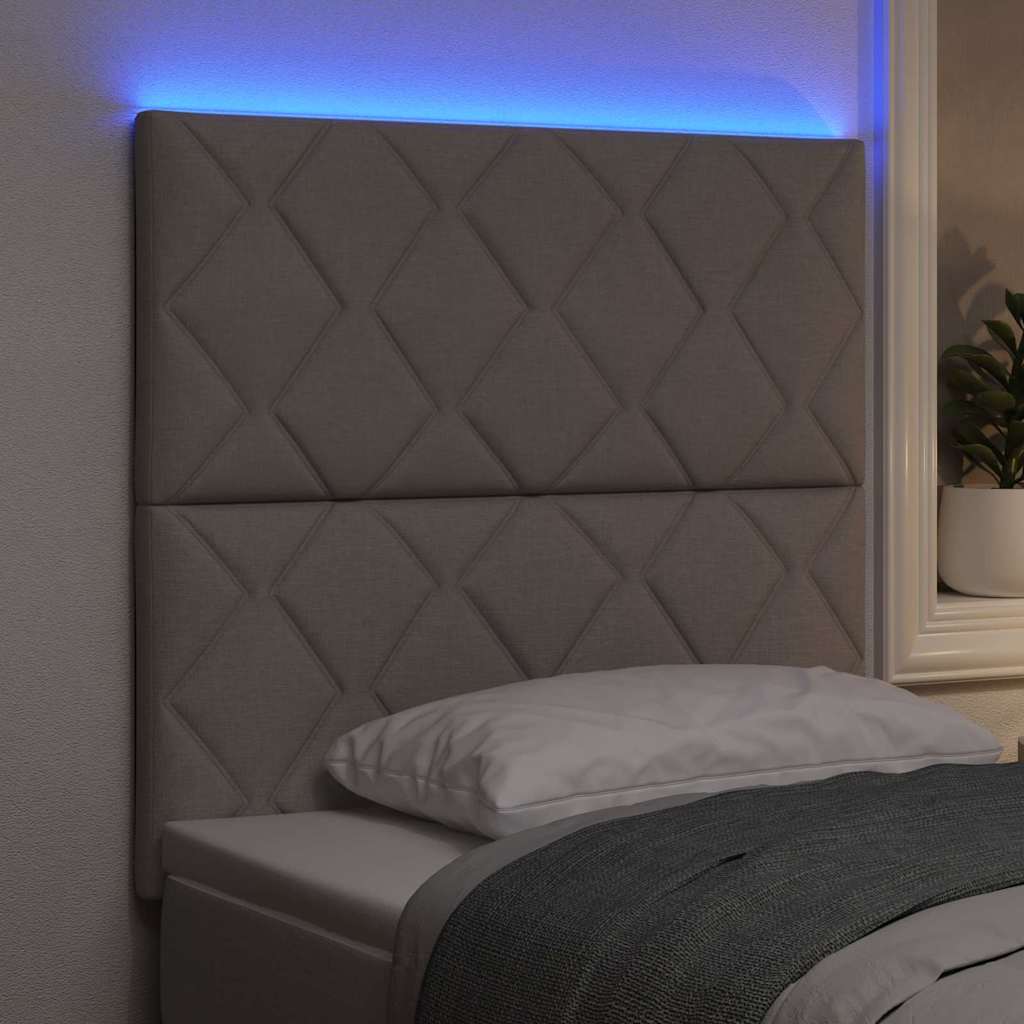 LED sengegavl Gråbrun Stof