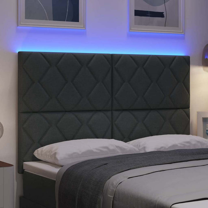 LED sengegavl Grå 144 cm Stof
