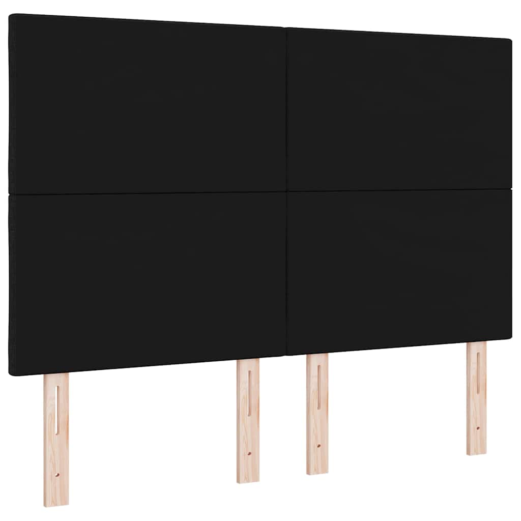 LED sengegavl Sort 144 cm Stof