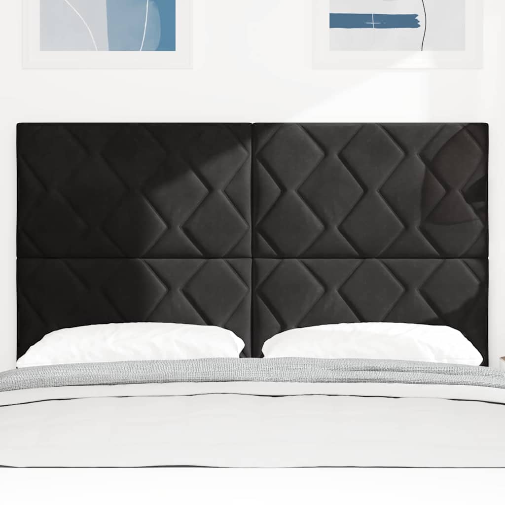 LED sengegavl Sort 144 cm Fløjl