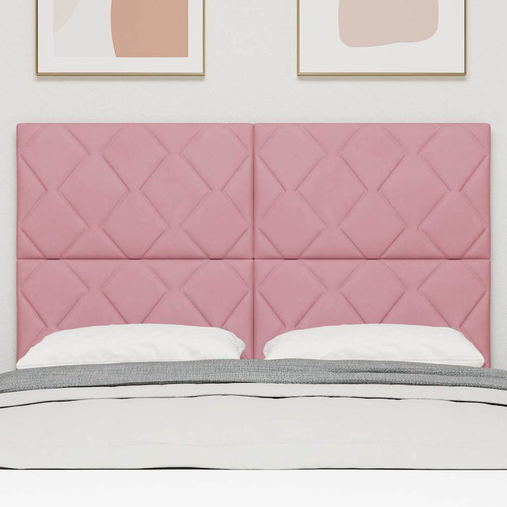 LED sengegavl Lyserød 144 cm Fløjl