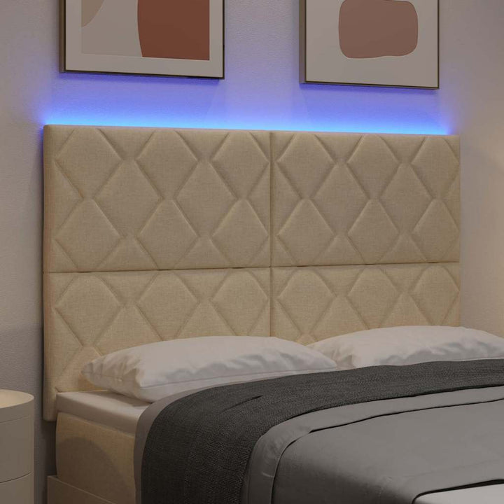 LED sengegavl Creme 160 cm Stof
