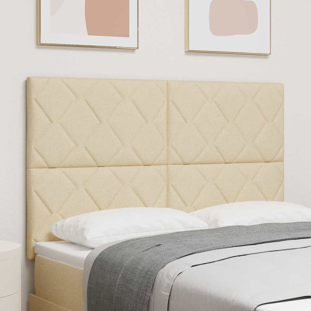 LED sengegavl Creme 160 cm Stof