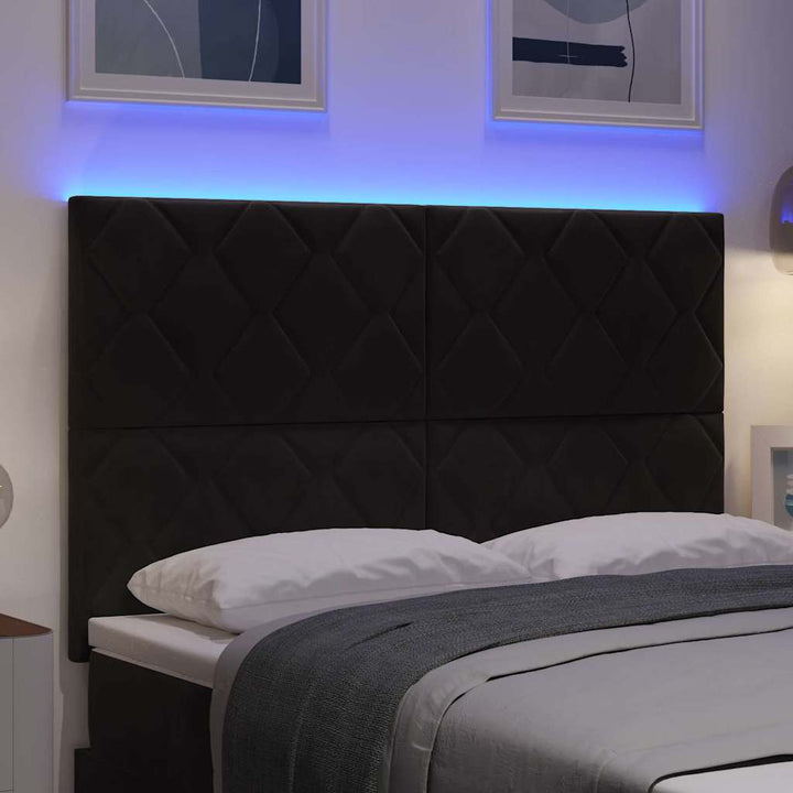 LED sengegavl Sort 160 cm Fløjl