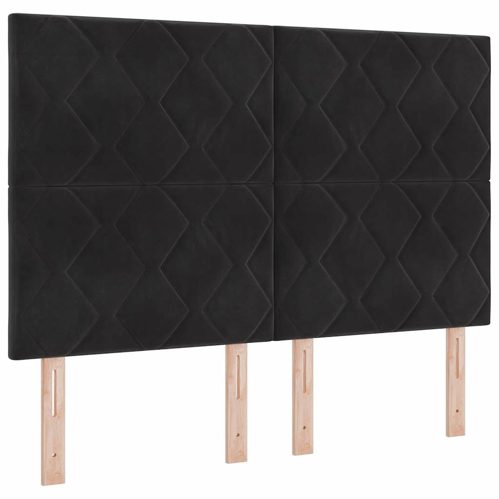 LED sengegavl Sort 160 cm Fløjl