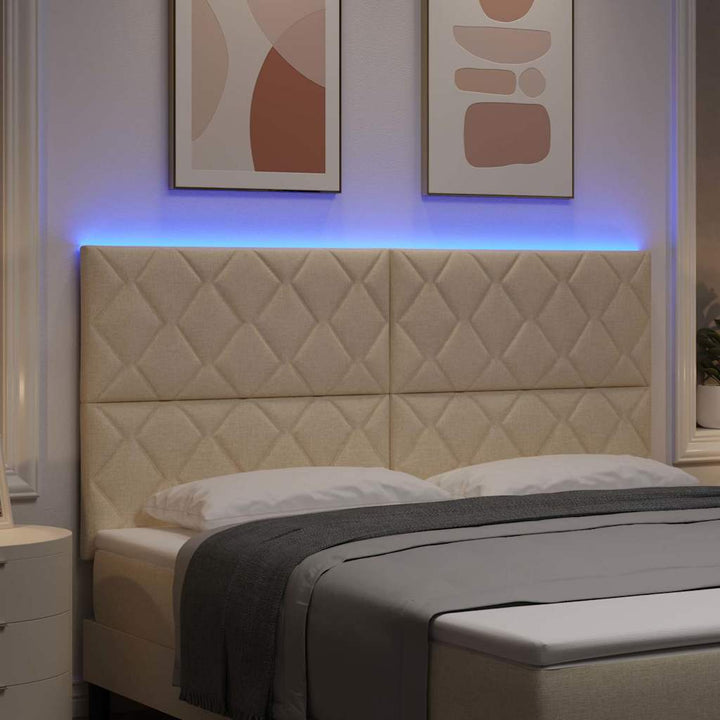 LED sengegavl Creme 180 cm Stof